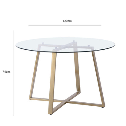 Clara dining table - glass and gold - Laura James