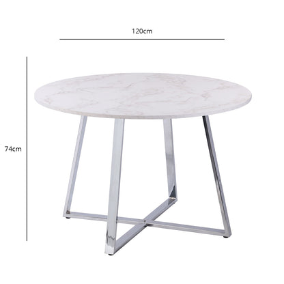 Clara dining table - marble and chrome - Laura James