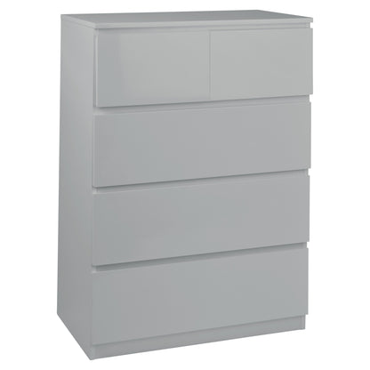 Clemmie high gloss 2 over 3 chest of drawers - grey - Laura James