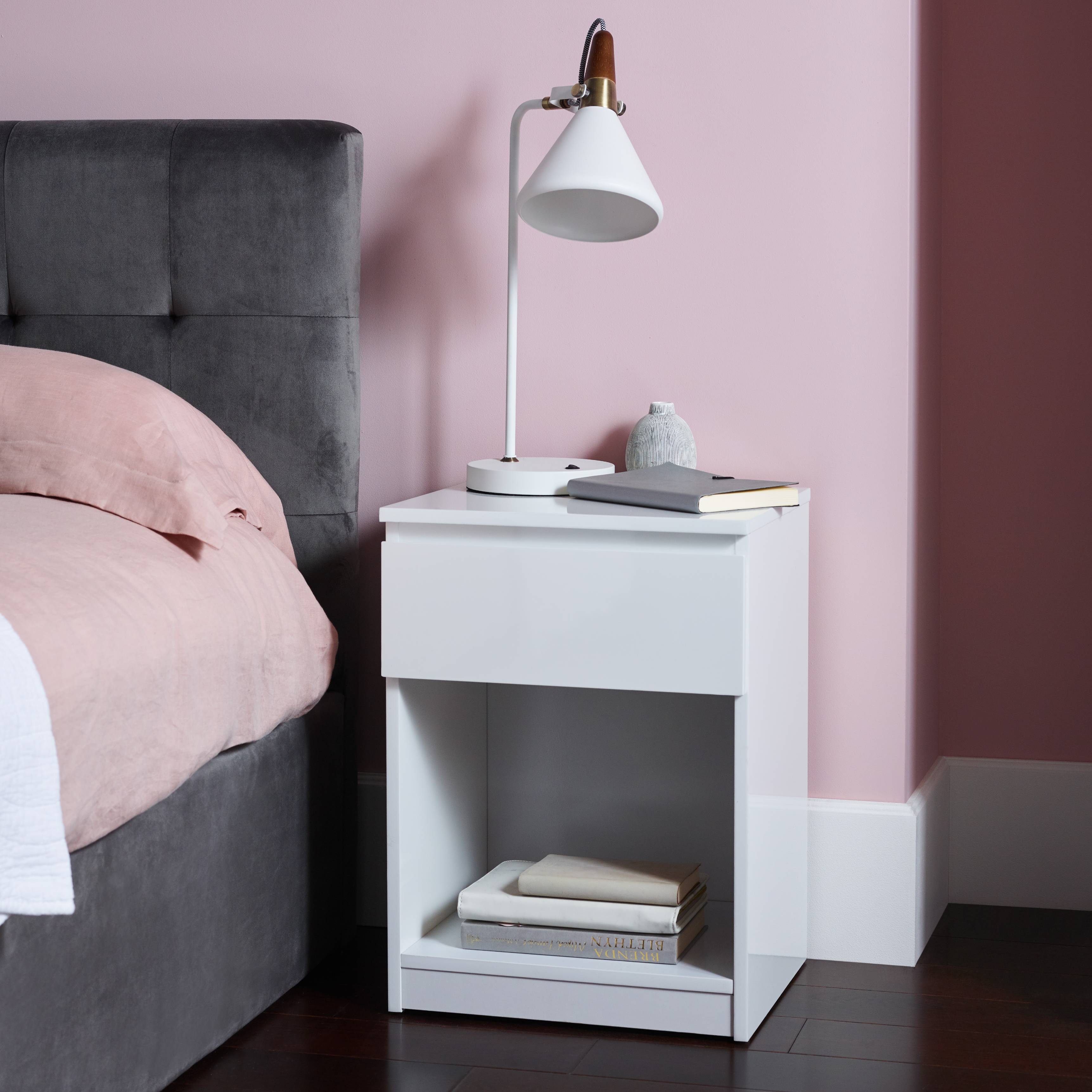 Small white high on sale gloss bedside table