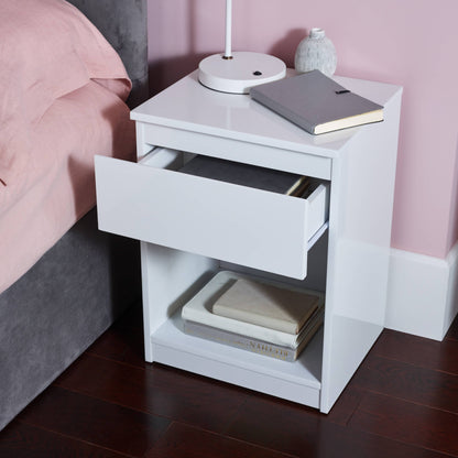 Clemmie high gloss bedside table - white - Laura James