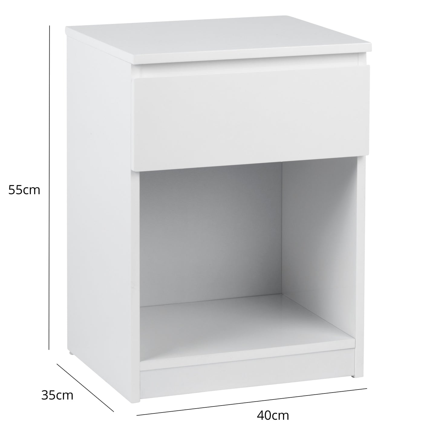 Clemmie bedside table - high gloss - white