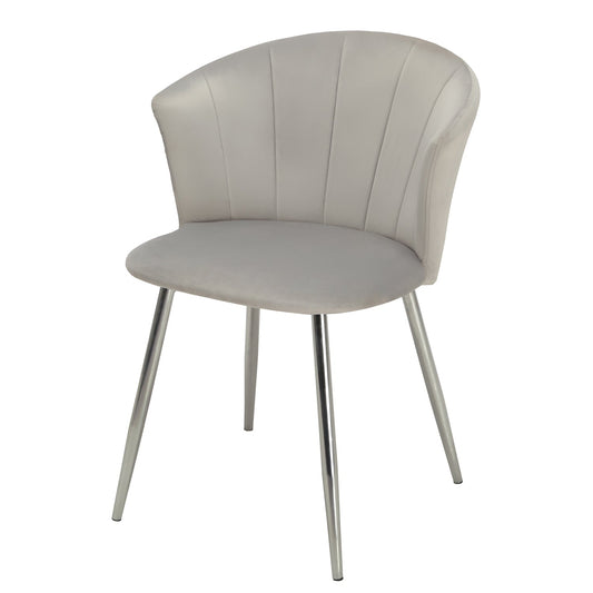 Cleo dining chair - grey velvet and chrome - Laura James
