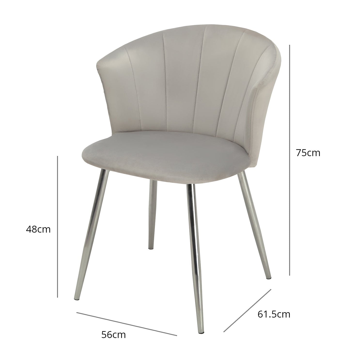 Cleo Dining Chairs - Set of 2 - Grey with Chrome Legs