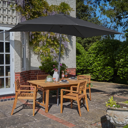 Aspen Table 4 - 8 Seater Dining Set with Grey Parasol - 140-200cm