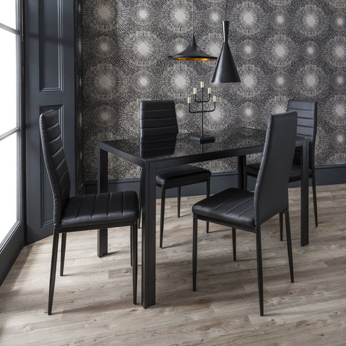 Anya glass dining table set - 4 seater - black
