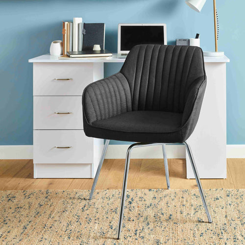 Darcy swivel chair - fabric - black and chrome