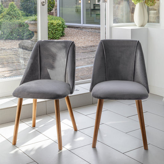 Freya dining chairs - set of 2 - grey and dark wood