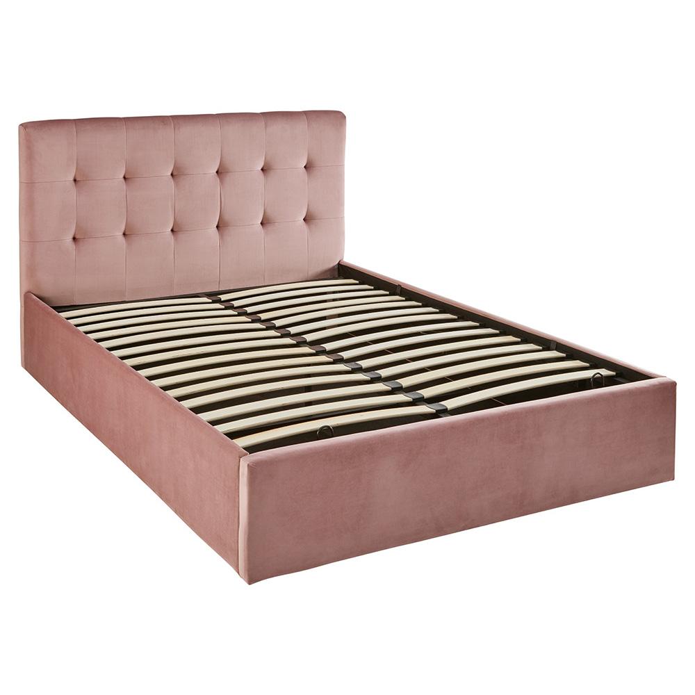 Pink velvet king size ottoman bed and mattress set - Laura James