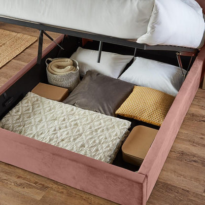 Pink velvet king size ottoman bed and mattress set - Laura James