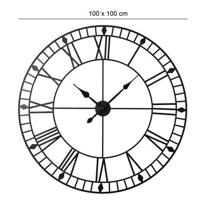 Riseley 100cm Metal Skeleton Wall Clock - Black