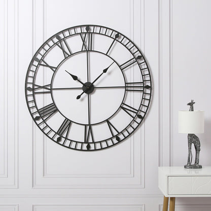 Riseley 100cm Metal Skeleton Wall Clock - Black
