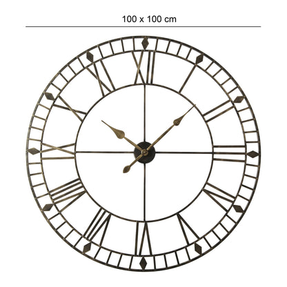 Skeleton Clock – Black and Gold – 100cm