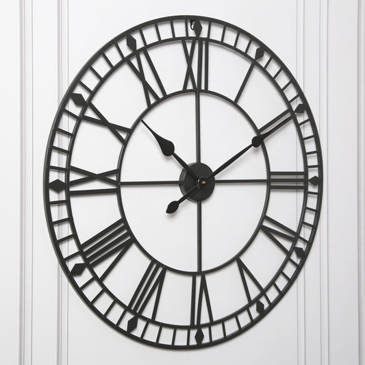 Riseley 80cm Metal Skeleton Wall Clock - Black