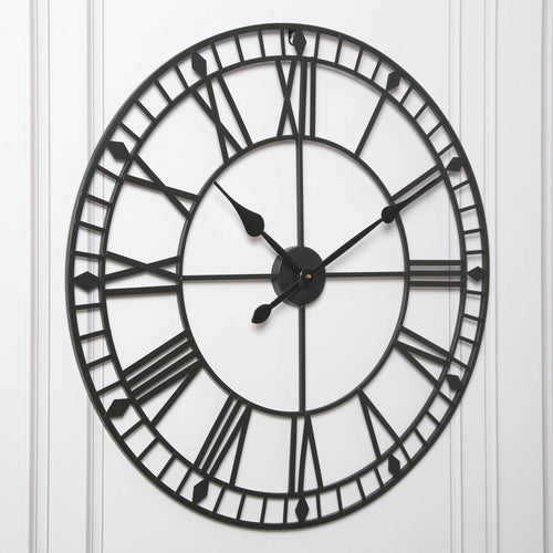 Riseley 80cm Metal Skeleton Wall Clock - Black