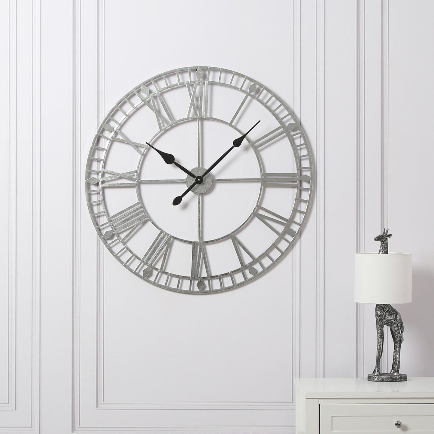 Skeleton Clock – Silver – 80cm