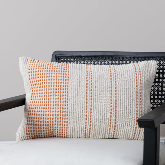 Elberton 55x35cm Cotton Striped Cushion Cover - Burnt Orange