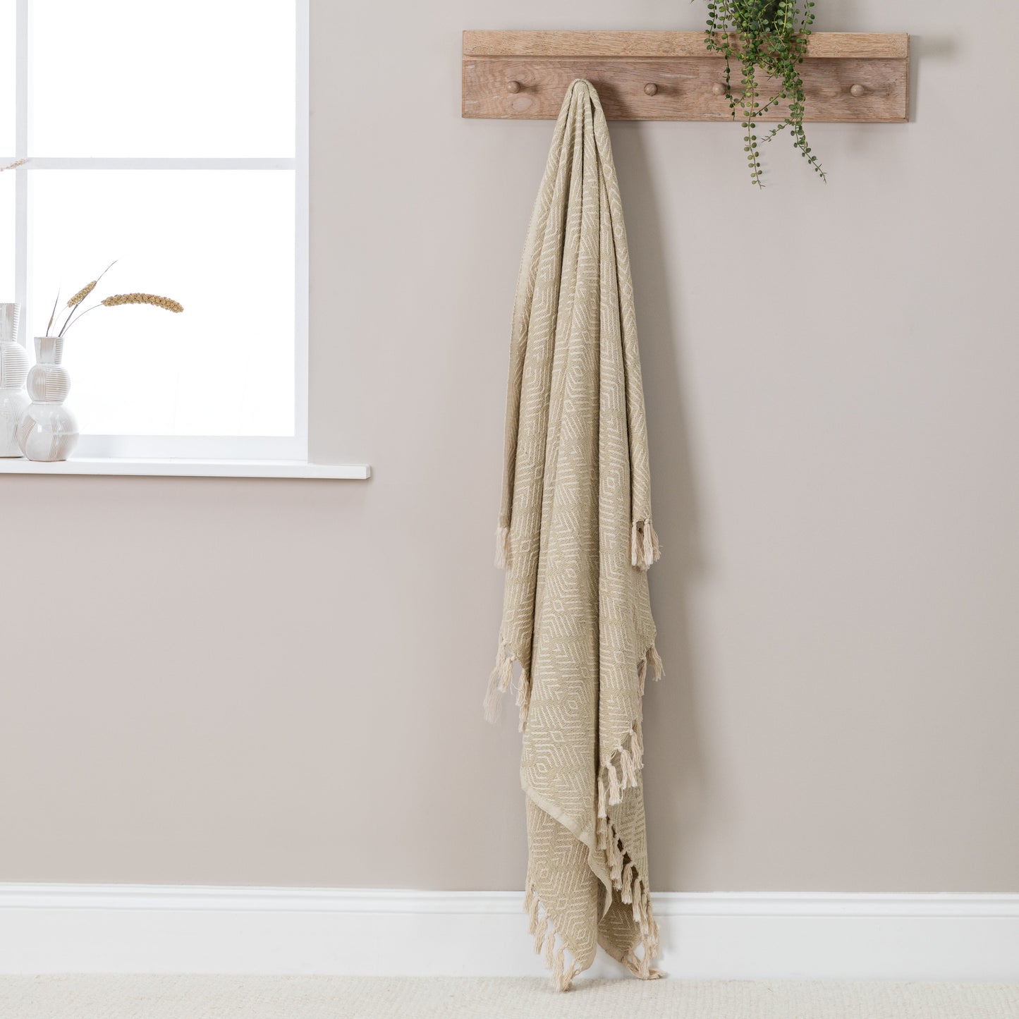 Elborough Diamond Pattern Cotton Throw - Clay