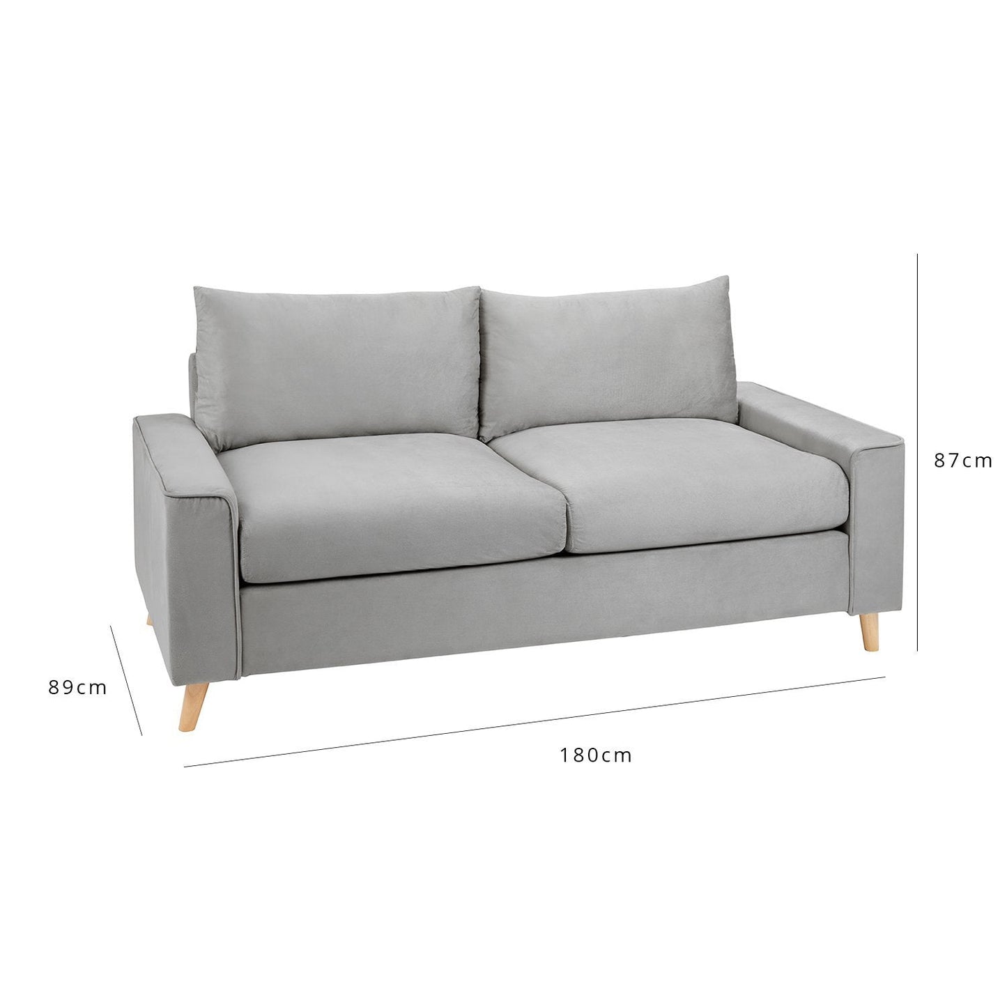 Elodie 2 seater sofa – grey velvet - modern