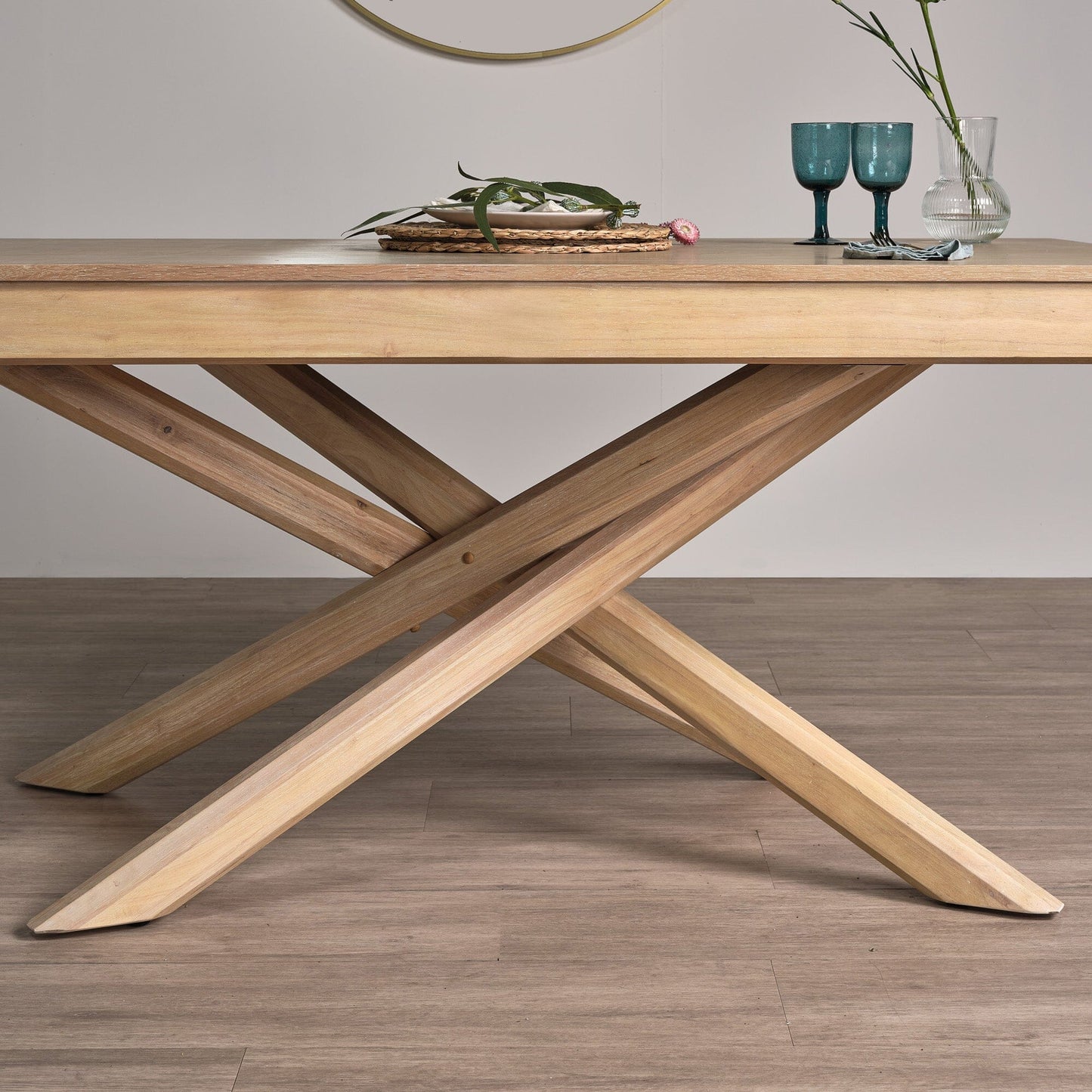 Amelia Whitewash dining table - 6 seater - Ella Pale Oak wooden chairs