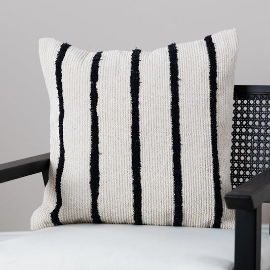 Evedon 50x50cm Cotton Cushion Cover - Black and Natural - Laura James