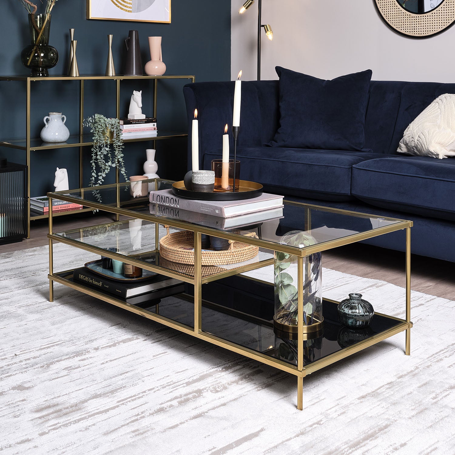 Clear gold store coffee table