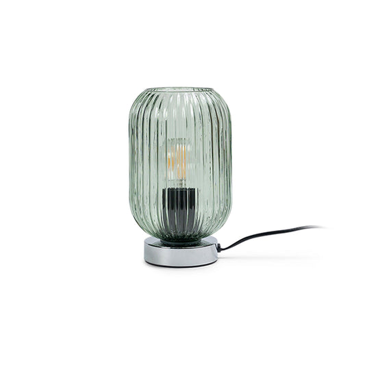 Green Fluted Glass Table Lamp with Chrome Base - Laura James