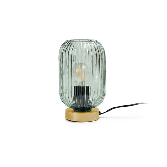 Green Fluted Glass Table Lamp with Gold Base - Laura James