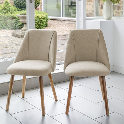 Willow 4 Seater Pale Oak Dining Table Set - Freya Oatmeal Dining Chairs with Pale Oak Legs - Laura James