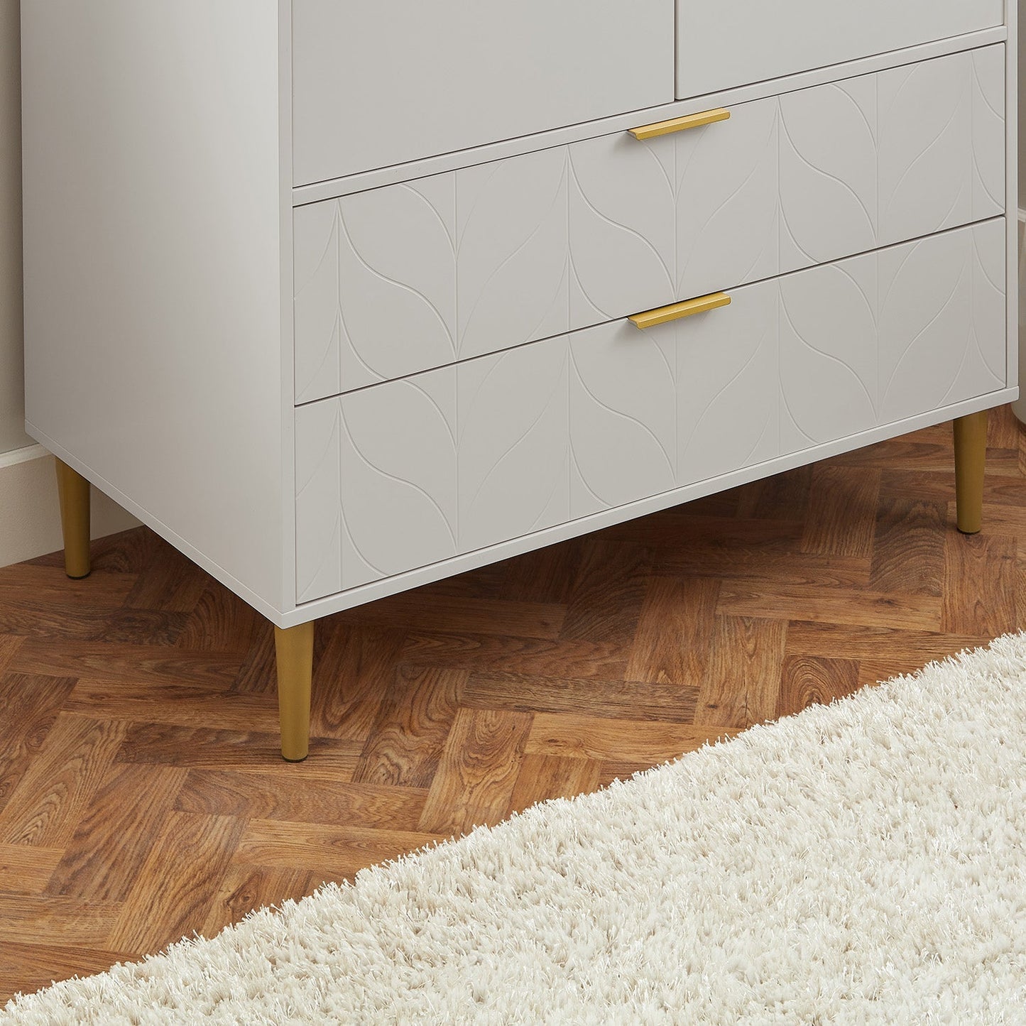 Gloria wardrobe and drawers set -3 drawer chest of drawers - grey - Laura James