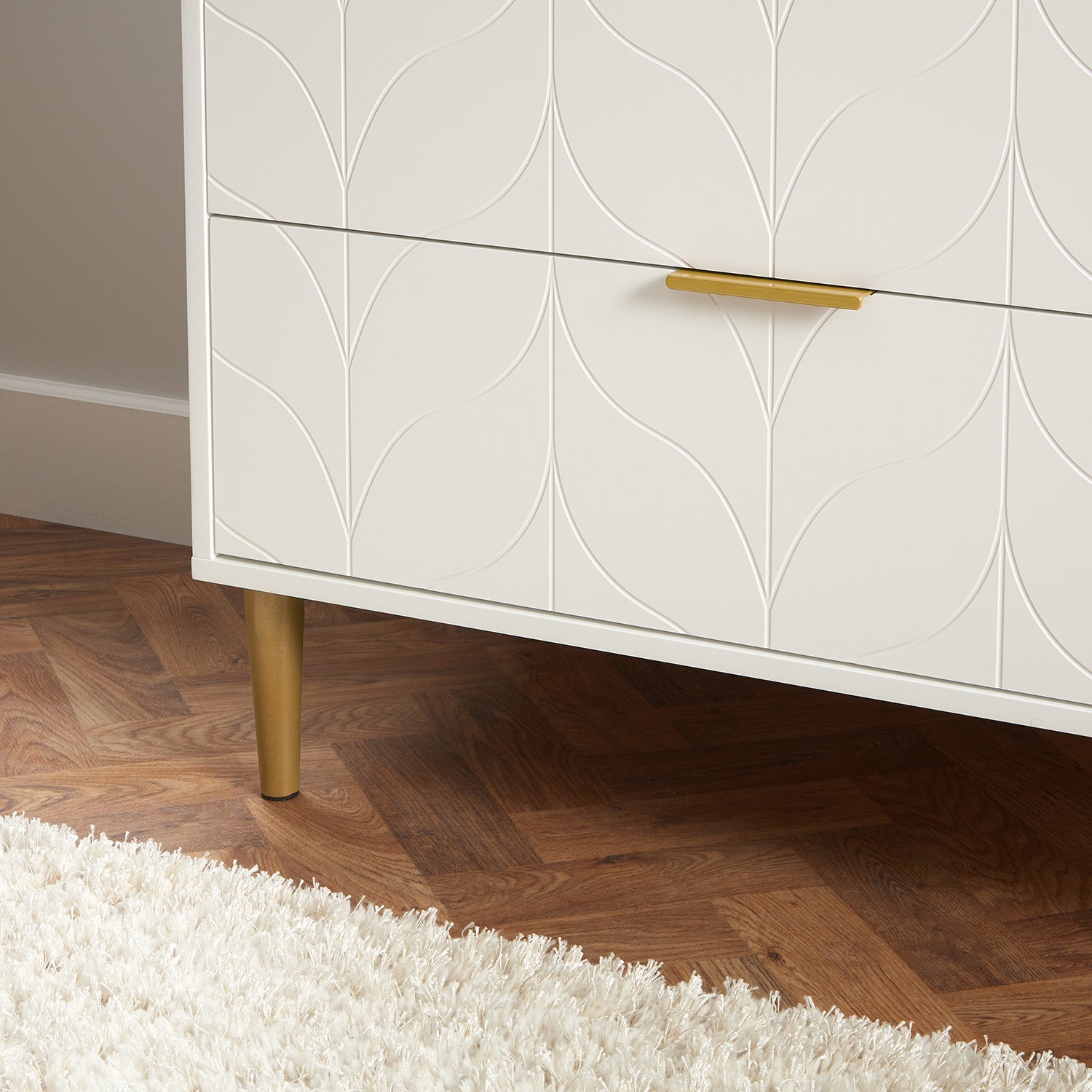 Gloria chest of drawers - white & brass effect - Laura James