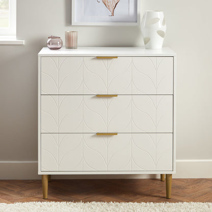 Gloria chest of drawers - white & brass effect - Laura James