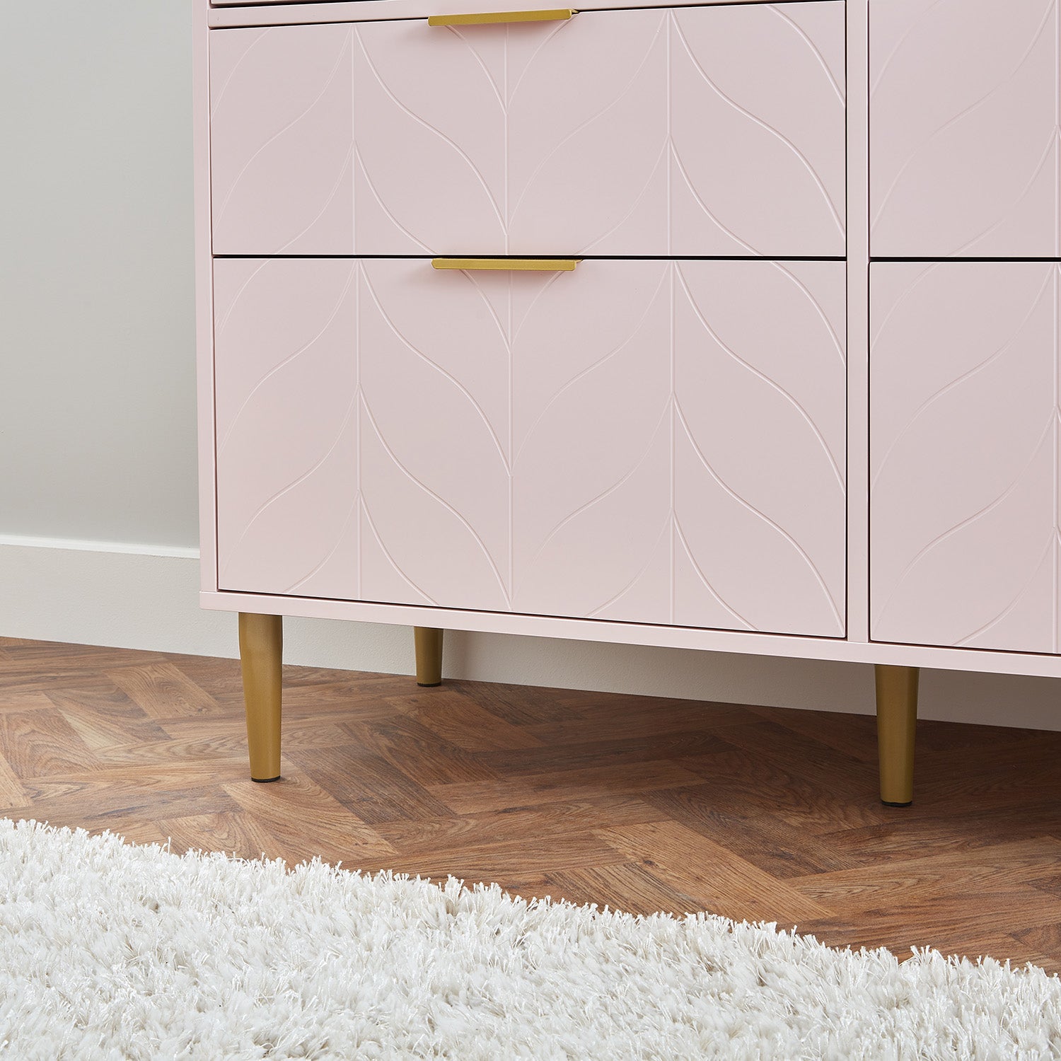 Gloria chest of drawers - 4 over 4 - pale pink & brass effect - laura James