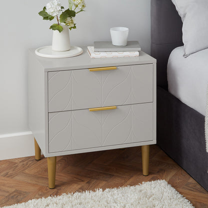 Gloria bedside tables - set of two - grey and brass effect - Laura James