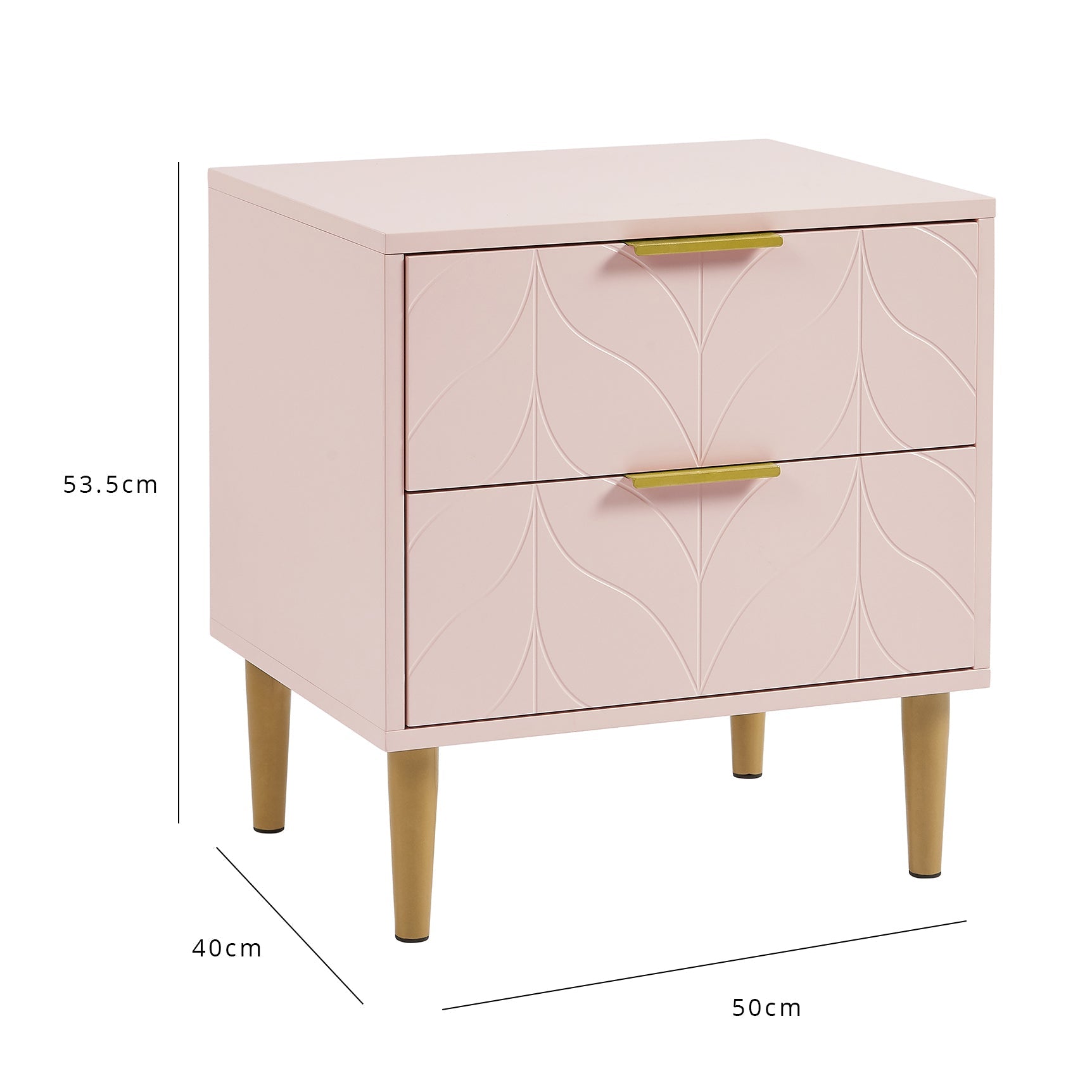 Gloria bedside table - pale pink and brass effect - Laura James
