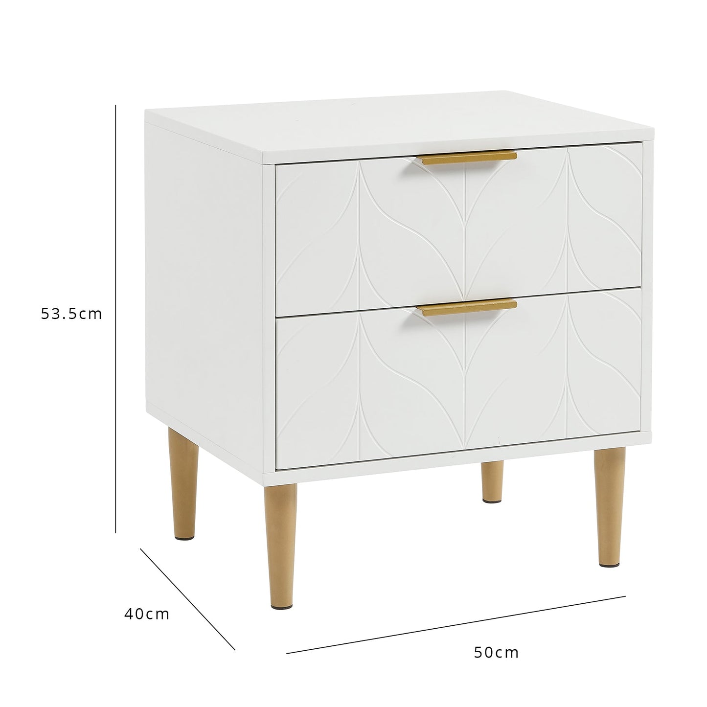 Gloria bedside table - white and brass effect - Laura James