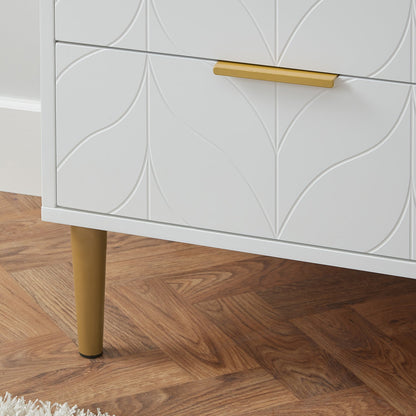 Gloria bedside table - white and brass effect - Laura James
