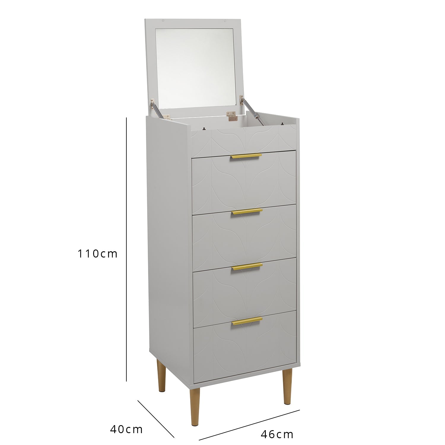 Gloria wardrobe and drawers set - 4 over 4 chest of drawers - grey