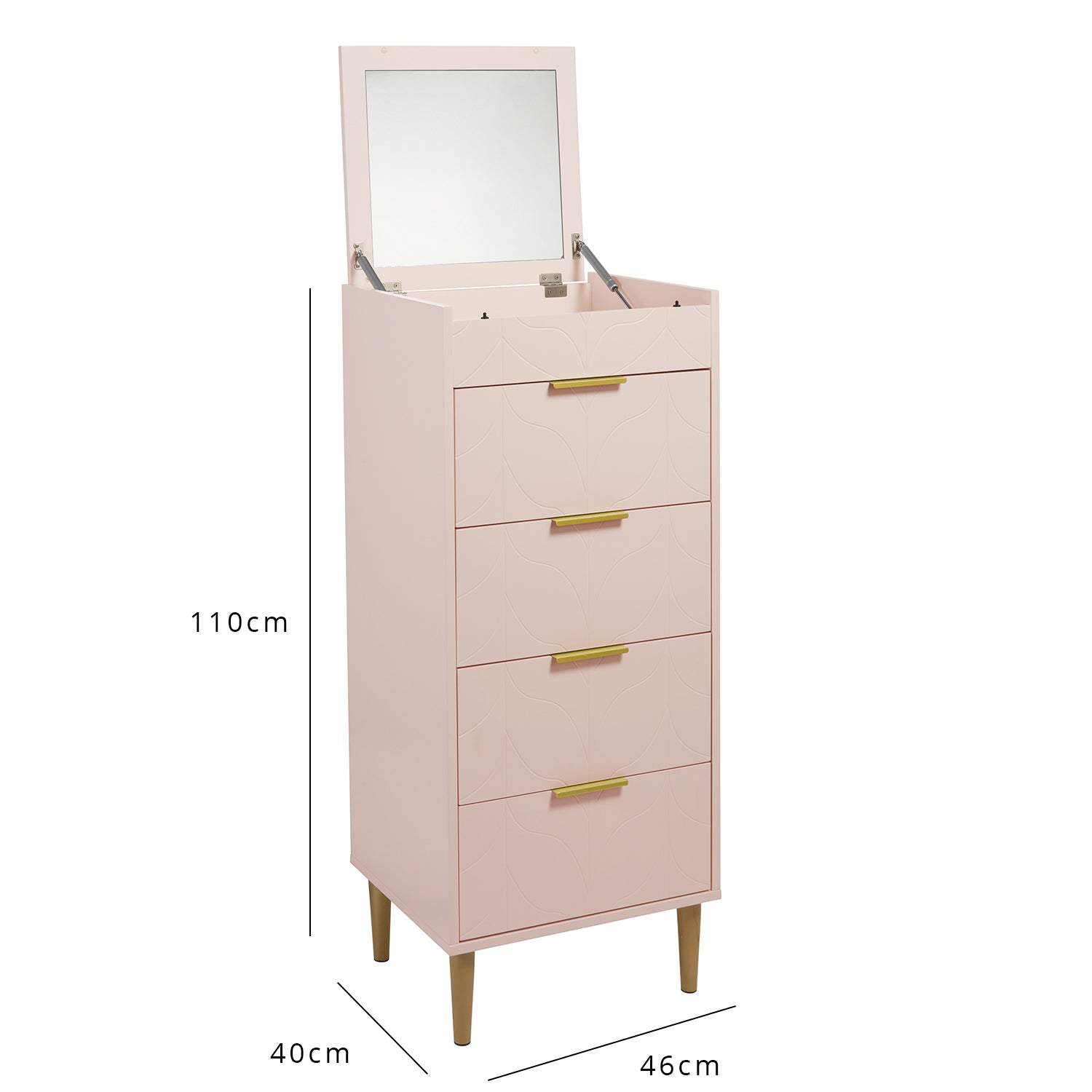 Gloria tallboy - pale pink and brass effect - Laura james