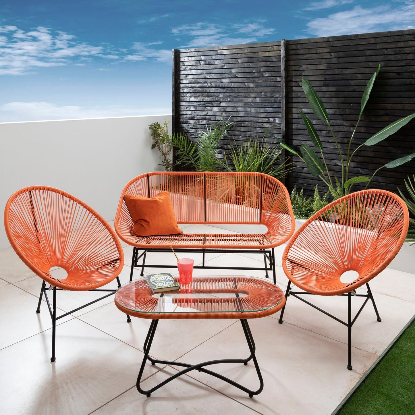 Hebe garden sofa set - orange