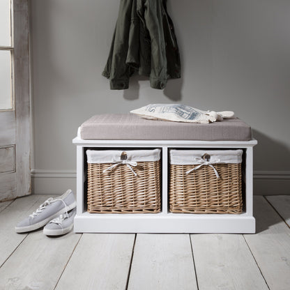 Hallway Shoe Storage Bench in White with cushion - PRE-ORDER - IN STOCK – 18 - 19 September - Laura James