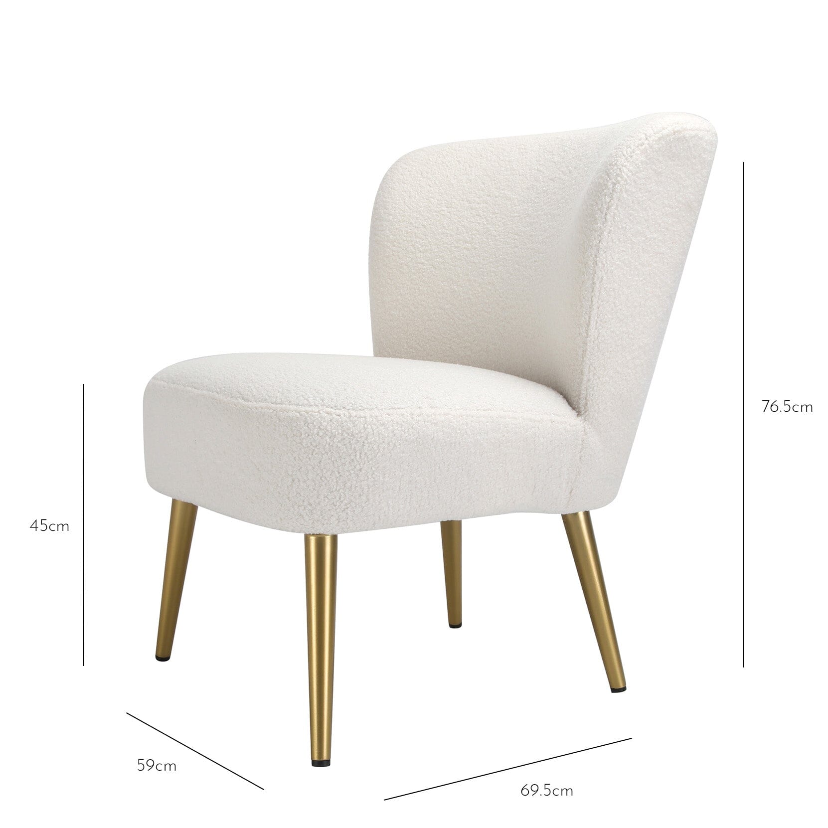 Hattie accent chair - cream boucle with gold legs - Laura James