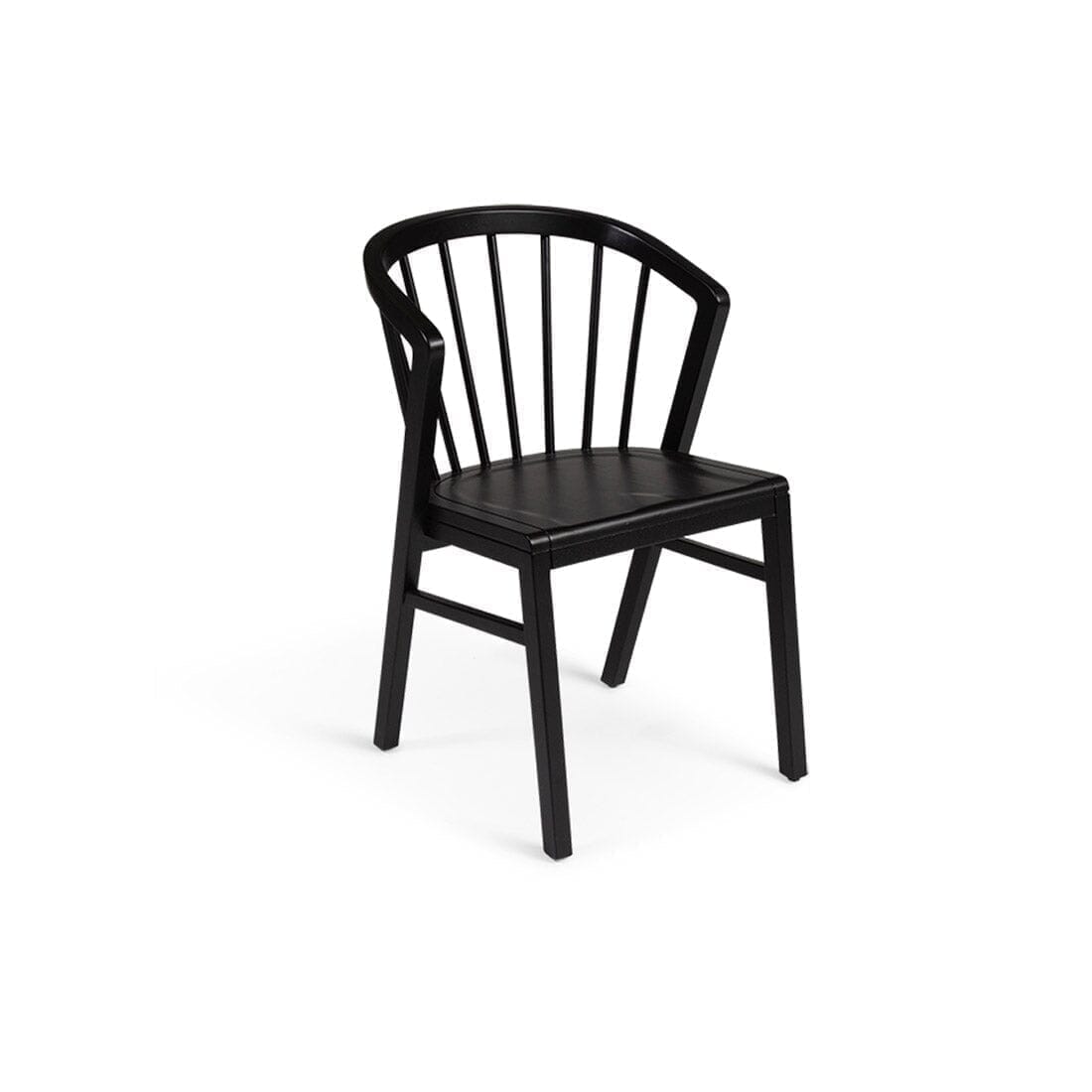 Amelia Whitewash Dining Table Set - 6 Seater - Black Spindle Back Chairs - Black Legs