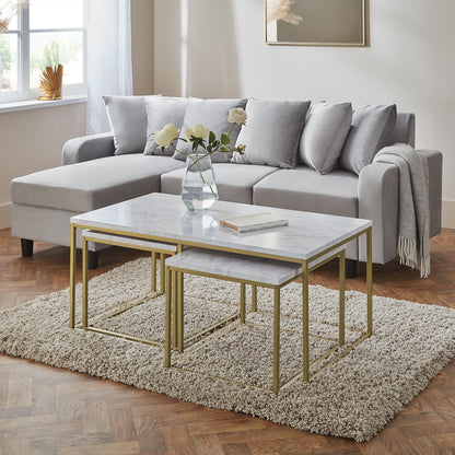 Jay coffee table and side table set - marble effect and gold - Laura James