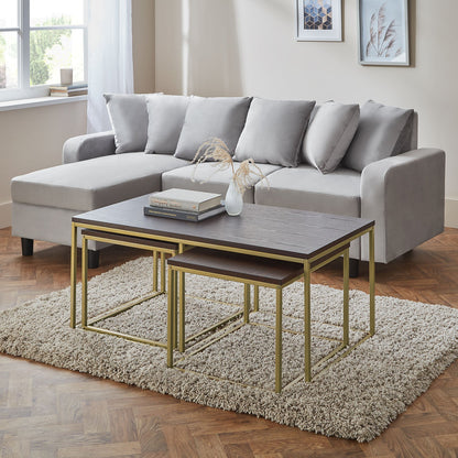 Jay coffee table and side table set - walnut effect and gold - Laura James