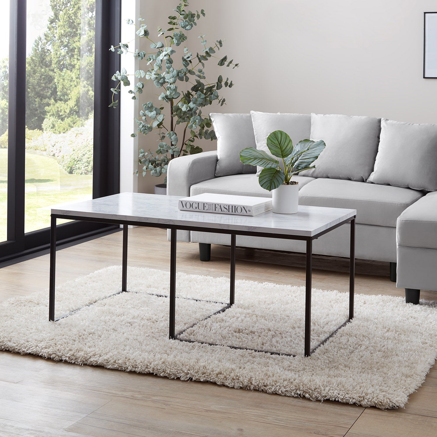 Jay coffee table and side table set - marble effect and black - Laura James