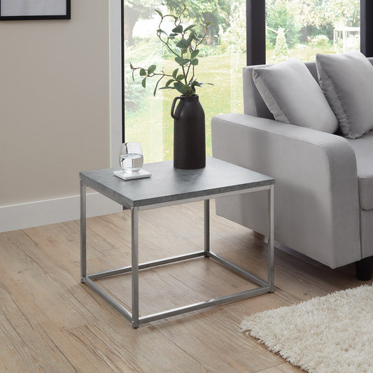 Jay side table - concrete effect and chrome - Laura James