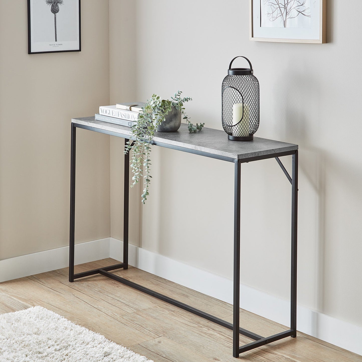 Jay console table - concrete effect and black - Laura James