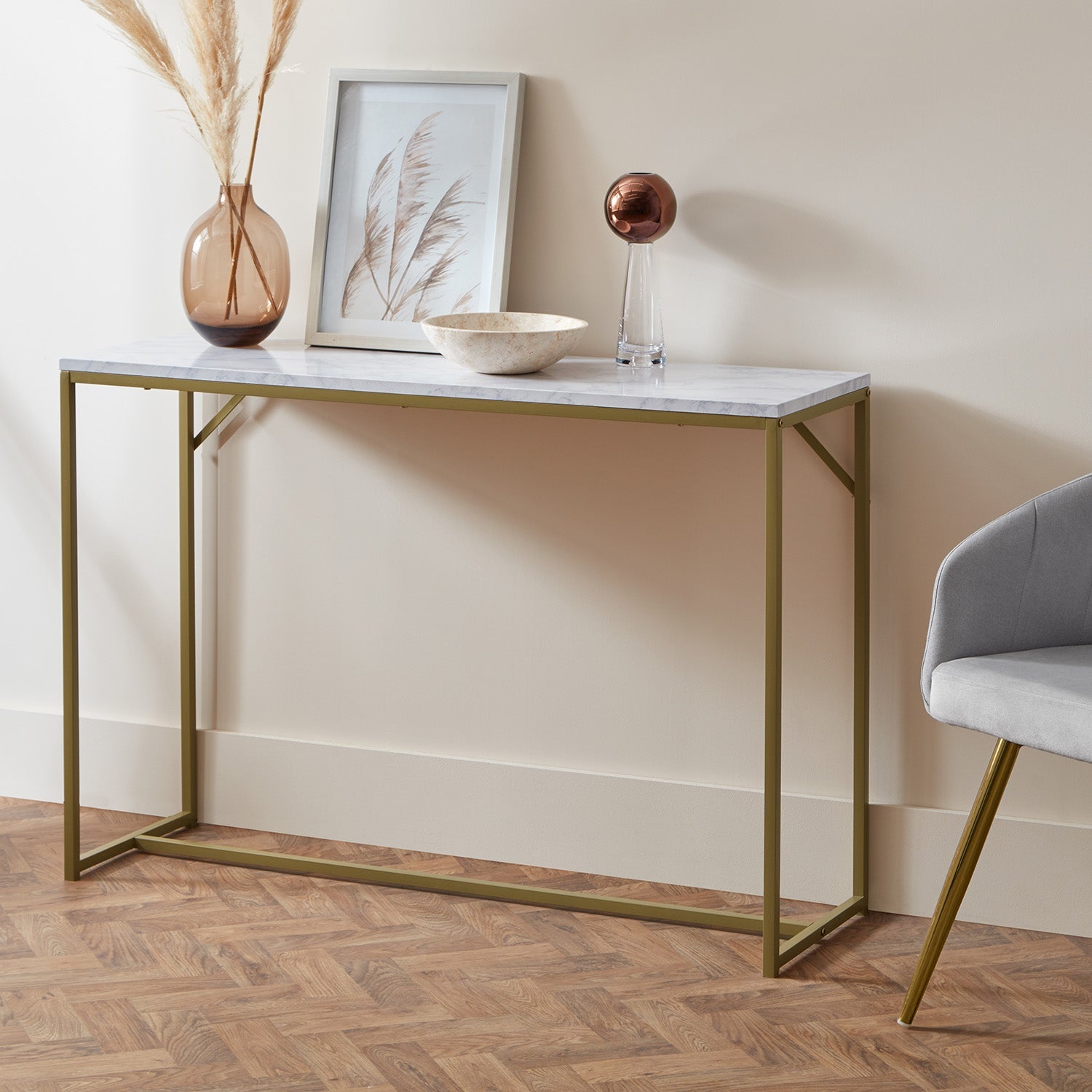 Jay console table - marble effect and gold - Laura James