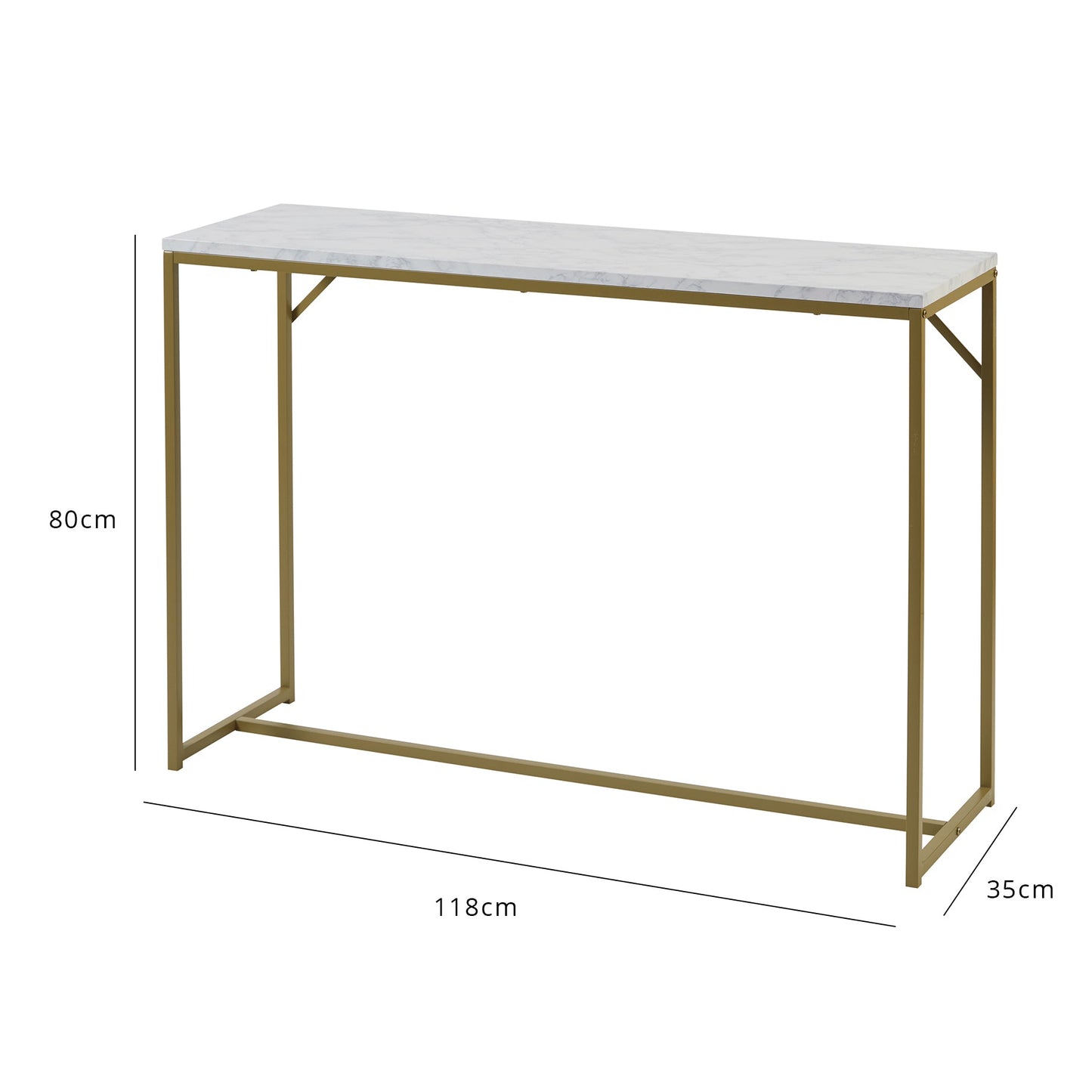 Jay Marble Console Table with Gold Legs - Laura James